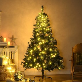 HOMCOM albero di natale a led albero di natale con luci led albero di natale già decorato albero di natale pvc Verde Φ112 × 180cm