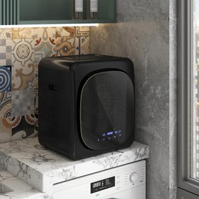 HOMCOM Uscător de Rufe cu Desinfecție UV, Design Compact, Capacitate 4 kg, Oțel Inoxidabil, Negru | Aosom Romania