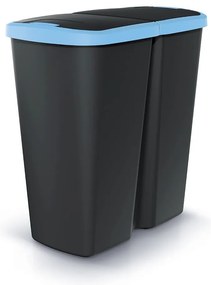 Coș de gunoi DUO negru, 45 l, albastru/negru