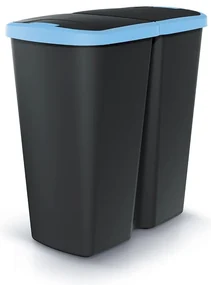 Coș de gunoi DUO negru, 45 l, albastru/negru