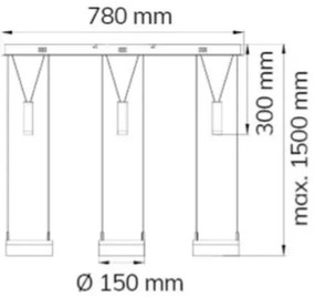 Lustră LED dimabilă pe cablu Wofi 7263.06.54.6000 3xLED/7,5W/230V + 3xLED/1W