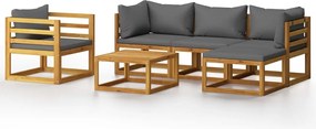 vidaXL Set mobilier grădină cu perne, 6 piese, lemn masiv acacia