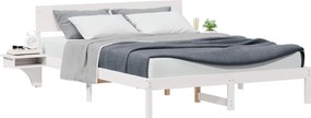 vidaXL Cadru de pat cu headboard Alb 150 x 200 cm Lemn de pin masiv