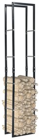 Rastel pentru lemne de foc, negru, 40x25x200 cm, otel 40 x 25 x 200 cm
