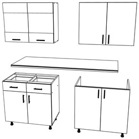 Set haaus V8, Stejar Sonoma Inchis/Alb, Blat Thermo 28 mm, L 160 cm