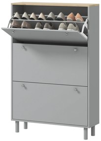 HOMCOM Mobilier pentru pantofi 24 perechi cu 3 sertare rabatabile si rafturi reglabile, 80x23,5x121 cm, gri | Aosom Romania