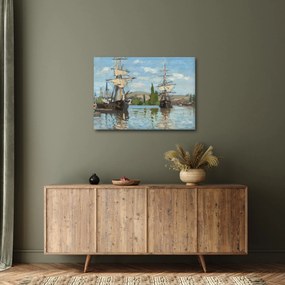 Tablou - Claude Monet, Ships Riding on the Seine at Rouen, reproducere (70x50 cm)