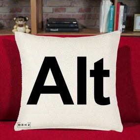 Perna Personalizata Tasta Alt Tipografie Bold, 40x40 cm, Crem Reliefat, Husa Detasabila, Perna Inclusa, BEKZ®