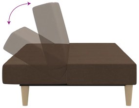 Canapea extensibila cu 2 locuri, maro, textil Maro, Fara scaunel pentru picioare Fara scaunel pentru picioare