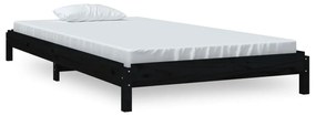 820396 vidaXL Pat stivuibil, negru, 90x200 cm, lemn masiv de pin