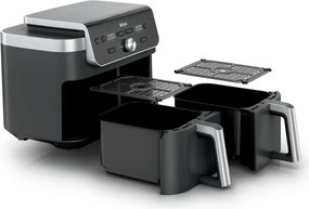 Friteuza cu aer cald Ninja Foodi Dual Zone DZ901EU, 2470 W, Zone de gatit independente, 9,5 l, 6 programe, 40-240°C, Max Crisp, Sync, Gri/Inox
