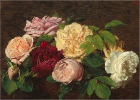 Tablou - Henri Fantin-Latour, Roses de Nice on a Table, reproducere (70x50 cm)