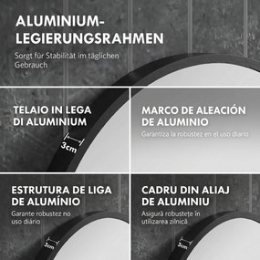 HOMCOM Oglindă pentru Baie cu Ramă din Aluminiu, 40x70 cm, Negru | Aosom Romania