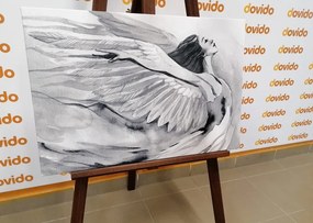 Tablou îngerul liber în design alb-negru