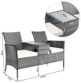Deuba Banca ratan de gradina 143x55x88cm - gri