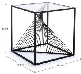 Masuta de cafea neagra din metal si sticla securizata, 48x48x51 cm, Spiral Bizzotto