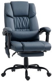 Vinsetto Fotoliu de birou masaj, suport pentru picioare, înălțime reglabilă, spătar înclinat, telecomandă cu fir, 66x75x122cm, albastru | Aosom Romania