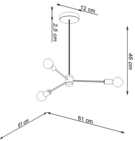 Lustră pe tijă LANGO 3xE27/60W/230V neagră Sollux SL.1021
