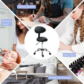 HOMCOM Scaun Pivotant cu Roți și Spătar Ajustabil pe Înălțime, 50x50x83-98 cm, Negru | Aosom Romania