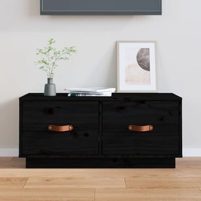 Comoda TV, negru, 80x34x35 cm, lemn masiv de pin 1, Negru
