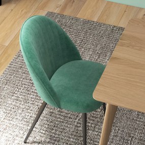 HOMCOM Set de 4 Scaune Tapițate Moderne cu Spătar Curbat, Catifea, Scaune din Țesătură, 50x52x83 cm, Verde | Aosom Romania