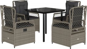 vidaXL Set mobilier de grădină cu perne, 5 piese gri deschis poliratan
