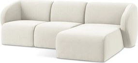 Colțar bej cu tapițerie din catifea (cu colț pe partea dreaptă/cu șezlong) Lani – Makamii