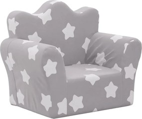 vidaXL Canapea pentru copii, gri deschis cu stele, pluș moale