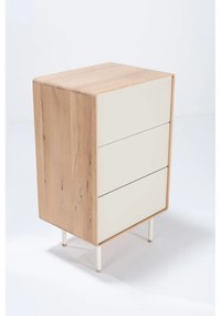 Comodă albă/în culoare naturală înaltă din lemn de stejar 60x100 cm Fina – Gazzda