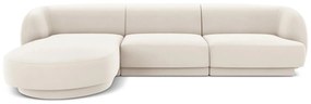 Coltar stanga 4 locuri, Miley, Micadoni Home, BL, 259x155x74 cm, catifea, bej deschis