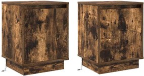 vidaXL Dulap de noapte cu 2 pcs Stejar fumuriu 39 x 34.5 x 50 cm