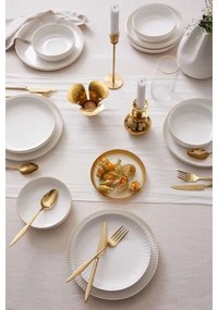 Set de 18 piese din porțelan, alb cu accente aurii