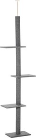 PawHut Stâlp de Zgâriat pentru Pisici pe 4 Niveluri și Fixare pe Tavan Reglabil, 43x27x228-260 cm, Gri | Aosom Romania