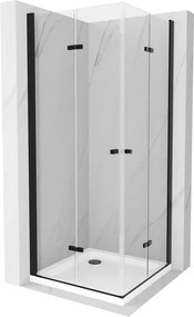 Mexen Lima Duo cabină de duș pliabilă 80 x 80 cm, transparentă, neagră + cadă Flat - 856-080-080-70-02-4010B