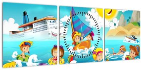 Tablou -Ziua la plajă (cu ceas) (90x30 cm)