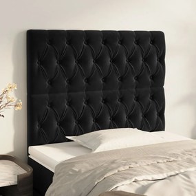 Tablii de pat, 2 buc, negru, 90x7x78 88 cm, catifea 2, Negru, 90 x 7 x 118 128 cm