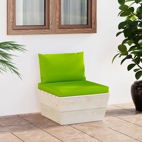 Canapea de mijloc paleti de gradina cu perne, lemn molid tratat 1, verde aprins, canapea de mijloc
