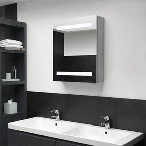 326479 vidaXL Dulap de baie cu oglindă și LED, gri beton, 50x14x60 cm