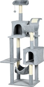 Copac de 177cm pentru Pisici pentru Pisici de Interior, Turn de Catarat pentru Pisici pe Mai Multe Niveluri, Gri 55x49x177cm PawHut | Aosom RO