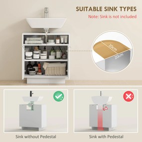HOMCOM Dulap de Baie Sub Chiuvetă cu Raft Interior Ajustabil Alb | Aosom Romania