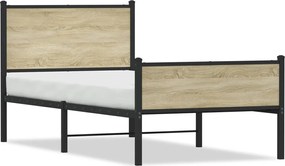 vidaXL Cadru pat metalic fără saltea, stejar sonoma, 100x200 cm