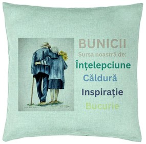 Perna Decorativa pentru Bunici 8, 40x40 cm, Verde Menta, Husa Detasabila, Burduf