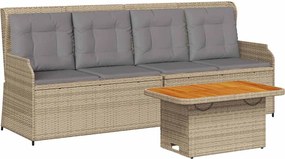 vidaXL Set mobilier de grădină cu perne, 3 piese, bej, poliratan