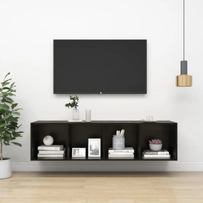 Dulap TV montat pe perete, negru extralucios 37x37x142,5 cm PAL 1, negru foarte lucios, 37 x 37 x 142.5 cm
