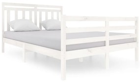 3100655 vidaXL Cadru de pat, alb, 140x200 cm, lemn masiv