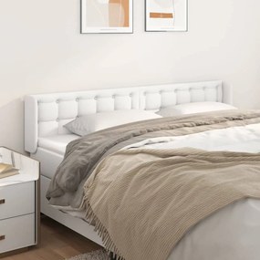 3118865 vidaXL Tăblie de pat cu aripioare alb 163x16x78/88 cm piele ecologică