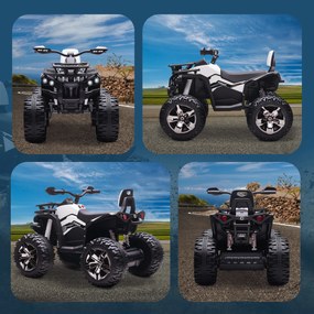 HOMCOM Quad Electric pentru Copii 3-5 Ani 12V, 3-8km/h Mini Quad pentru Copii cu 2 Motoare, Muzică, MP3, Conector USB, Card TF, Faruri și Pedală, Alb | Aosom Romania