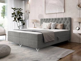 Pat matrimonial 140 cm Jenaks 2 (Gri) (cu somieră și saltea) (cu sp. depozitare). Promo -17%. 1104143