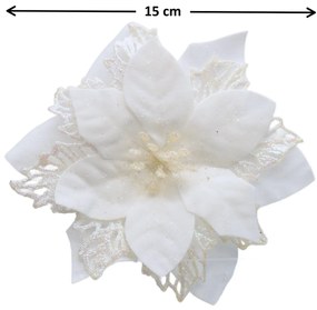 Decorațiuni de Crăciun Poinsettia cu clește alb,set de 6 bucăți
