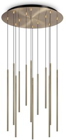 Lustra cu 12 pendule LED design tubular FILO SP12 OTTONE